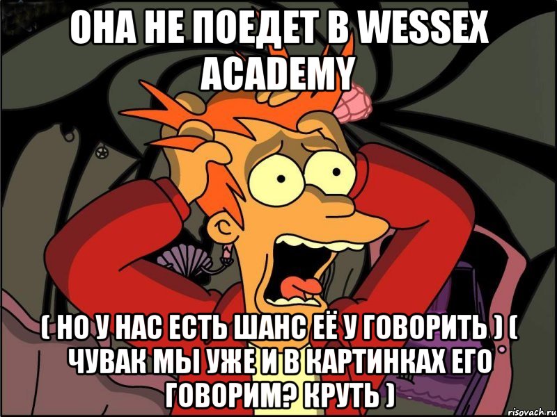 она не поедет в wessex academy ( но у нас есть шанс её у говорить ) ( чувак мы уже и в картинках его говорим? круть ), Мем Фрай в панике