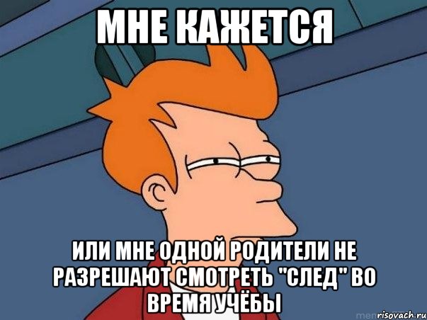 мне кажется или мне одной родители не разрешают смотреть "след" во время учёбы, Мем  Фрай (мне кажется или)