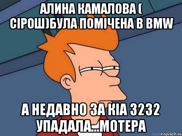 алина камалова ( сірош)була помічена в bmw а недавно за кіа 3232 упадала...мотера, Мем  Фрай (мне кажется или)