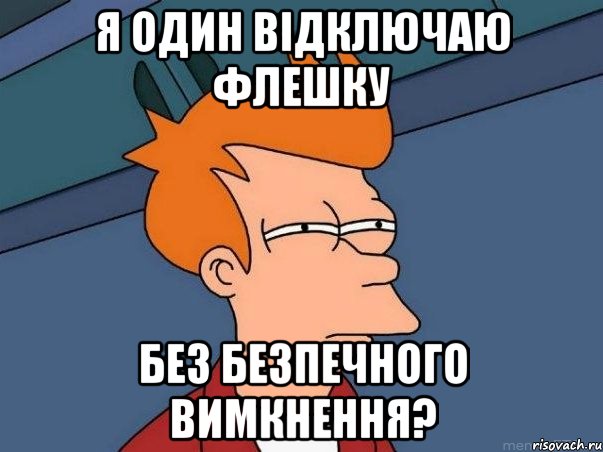 я один відключаю флешку без безпечного вимкнення?, Мем  Фрай (мне кажется или)