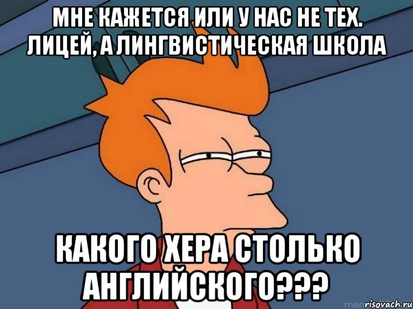 мне кажется или у нас не тех. лицей, а лингвистическая школа какого хера столько английского???, Мем  Фрай (мне кажется или)