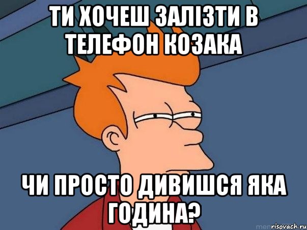 ти хочеш залізти в телефон козака чи просто дивишся яка година?, Мем  Фрай (мне кажется или)