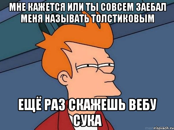 мне кажется или ты совсем заебал меня называть толстиковым ещё раз скажешь вебу сука, Мем  Фрай (мне кажется или)