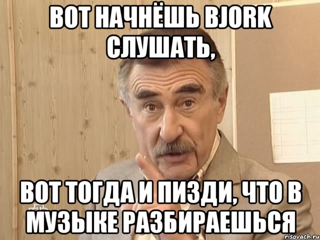 boт начнёшь bjork слушать, вот тогда и пизди, что в музыке разбираешься, Мем Каневский (Но это уже совсем другая история)