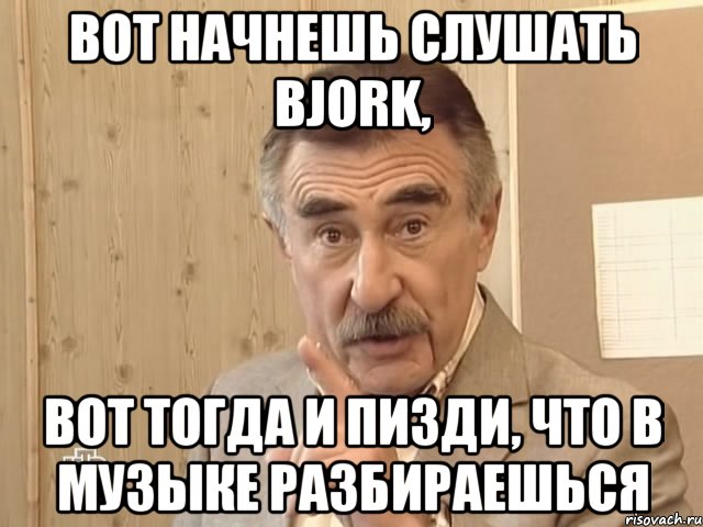 вот начнешь слушать bjork, вот тогда и пизди, что в музыке разбираешься, Мем Каневский (Но это уже совсем другая история)