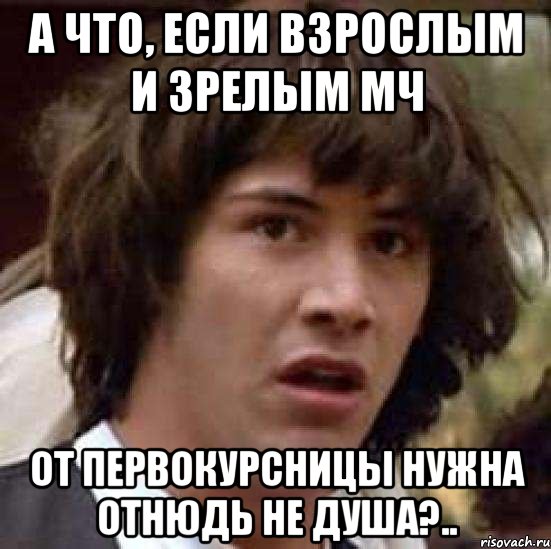 а что, если взрослым и зрелым мч от первокурсницы нужна отнюдь не душа?.., Мем А что если (Киану Ривз)