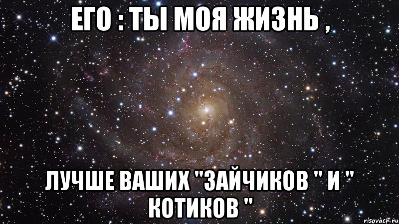 его : ты моя жизнь , лучше ваших "зайчиков " и " котиков ", Мем  Космос (офигенно)