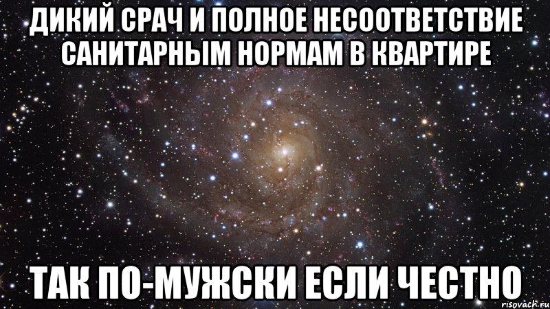 дикий срач и полное несоответствие санитарным нормам в квартире так по-мужски если честно, Мем  Космос (офигенно)