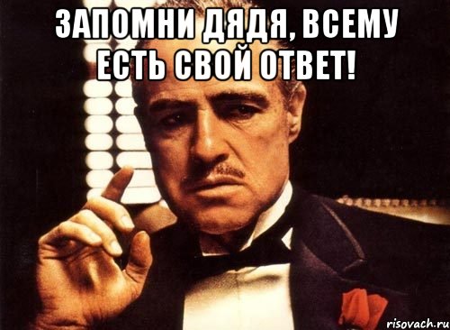 запомни дядя, всему есть свой ответ! , Мем крестный отец