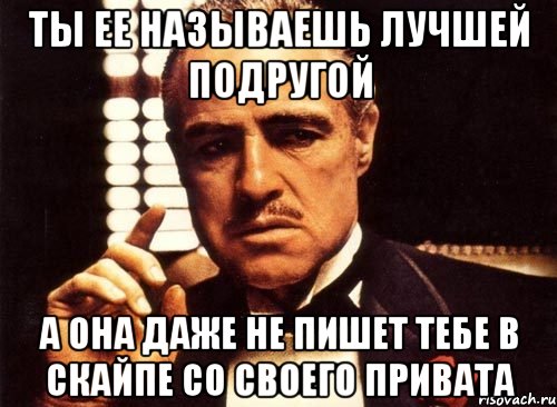 ты ее называешь лучшей подругой а она даже не пишет тебе в скайпе со своего привата, Мем крестный отец