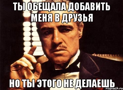 ты обещала добавить меня в друзья но ты этого не делаешь, Мем крестный отец