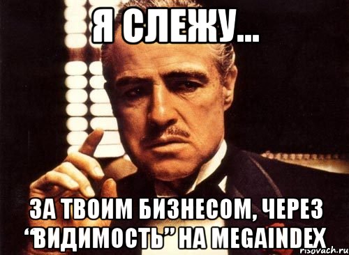 я слежу... за твоим бизнесом, через “видимость” на megaindex, Мем крестный отец