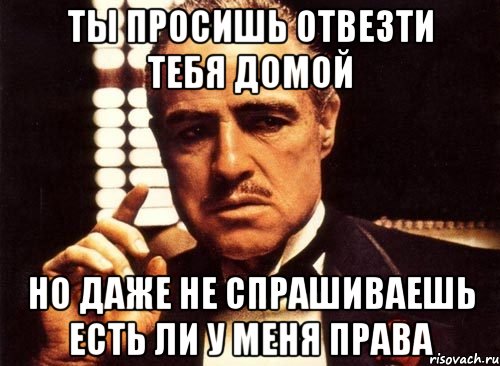 ты просишь отвезти тебя домой но даже не спрашиваешь есть ли у меня права, Мем крестный отец
