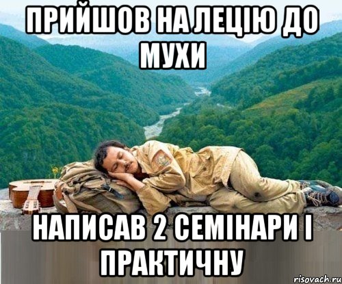 прийшов на лецію до мухи написав 2 семінари і практичну