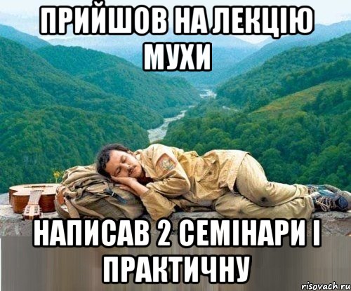 прийшов на лекцію мухи написав 2 семінари і практичну
