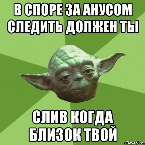 в споре за анусом следить должен ты слив когда близок твой, Мем Мастер Йода