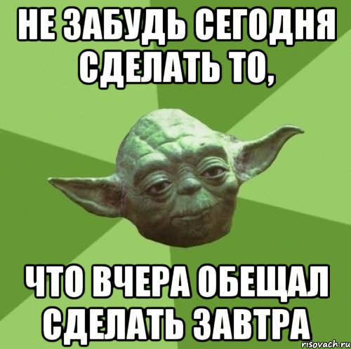 не забудь сегодня сделать то, что вчера обещал сделать завтра, Мем Мастер Йода