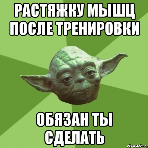 растяжку мышц после тренировки обязан ты сделать, Мем Мастер Йода