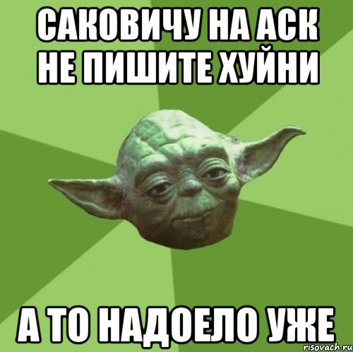 саковичу на аск не пишите хуйни а то надоело уже, Мем Мастер Йода