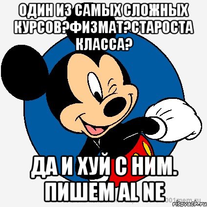 один из самых сложных курсов?физмат?староста класса? да и хуй с ним. пишем al ne, Мем микки