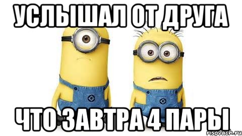 услышал от друга что завтра 4 пары, Мем Миньоны