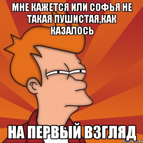 мне кажется или софья не такая пушистая,как казалось на первый взгляд, Мем Мне кажется или (Фрай Футурама)