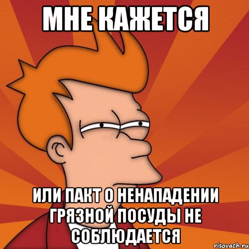 мне кажется или пакт о ненападении грязной посуды не соблюдается, Мем Мне кажется или (Фрай Футурама)