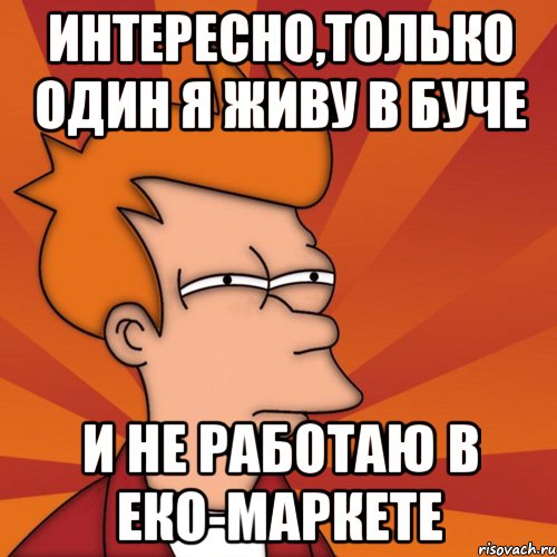 интересно,только один я живу в буче и не работаю в еко-маркете, Мем Мне кажется или (Фрай Футурама)