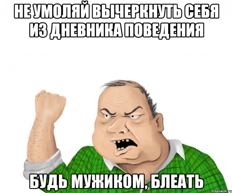 не умоляй вычеркнуть себя из дневника поведения будь мужиком, блеать, Мем мужик