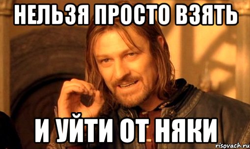 нельзя просто взять и уйти от няки, Мем Нельзя просто так взять и (Боромир мем)