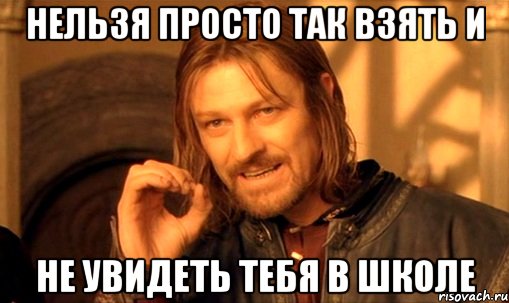 нельзя просто так взять и не увидеть тебя в школе, Мем Нельзя просто так взять и (Боромир мем)