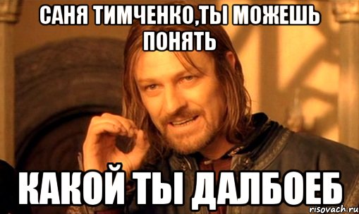 саня тимченко,ты можешь понять какой ты далбоеб, Мем Нельзя просто так взять и (Боромир мем)