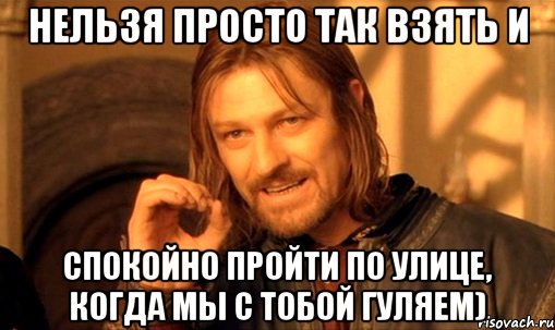 нельзя просто так взять и спокойно пройти по улице, когда мы с тобой гуляем), Мем Нельзя просто так взять и (Боромир мем)