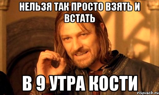 нельзя так просто взять и встать в 9 утра кости, Мем Нельзя просто так взять и (Боромир мем)