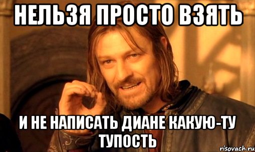 нельзя просто взять и не написать диане какую-ту тупость, Мем Нельзя просто так взять и (Боромир мем)