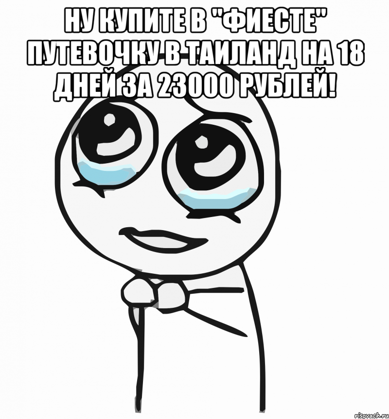 ну купите в "фиесте" путевочку в таиланд на 18 дней за 23000 рублей! , Мем  ну пожалуйста (please)