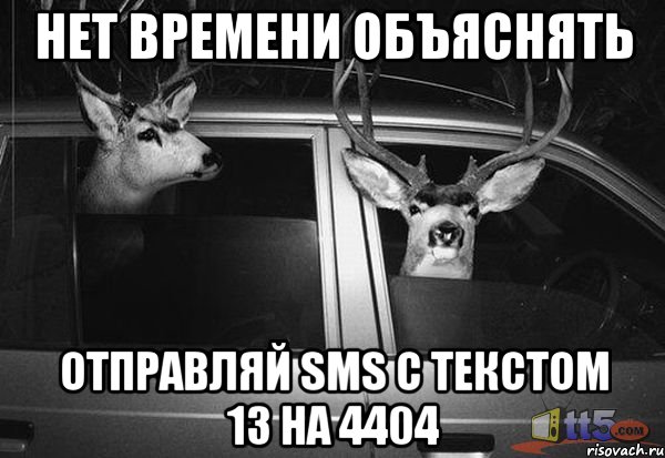 нет времени объяснять отправляй sms с текстом 13 на 4404