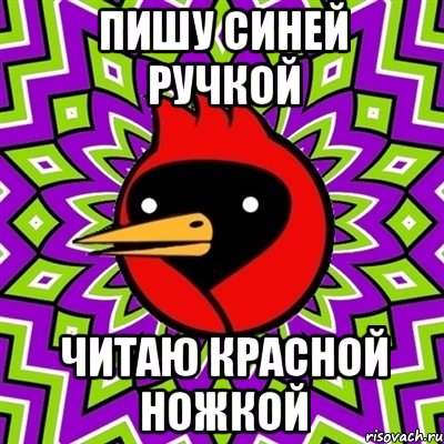 пишу синей ручкой читаю красной ножкой, Мем Омская птица