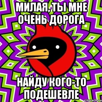 милая, ты мне очень дорога найду кого-то подешевле, Мем Омская птица