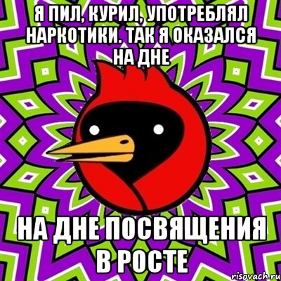 я пил, курил, употреблял наркотики. так я оказался на дне на дне посвящения в росте, Мем Омская птица