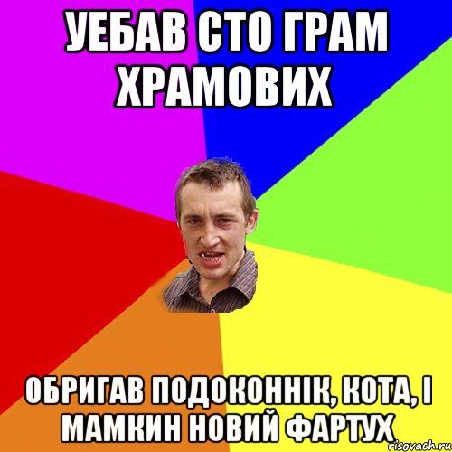 уебав сто грам храмових обригав подоконнік, кота, і мамкин новий фартух, Мем Чоткий паца