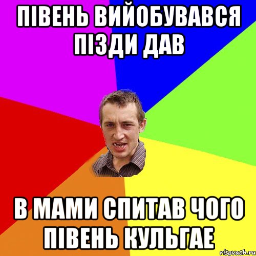 півень вийобувався пізди дав в мами спитав чого півень кульгае, Мем Чоткий паца