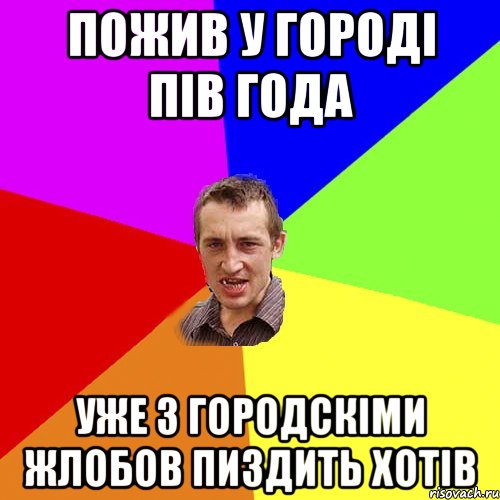 пожив у городі пів года уже з городскіми жлобов пиздить хотів, Мем Чоткий паца