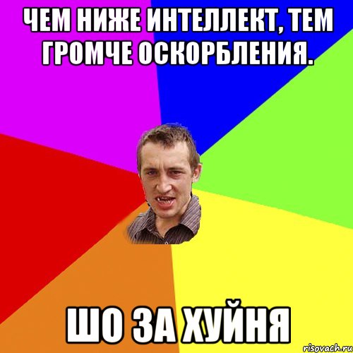 чем ниже интеллект, тем громче оскорбления. шо за хуйня, Мем Чоткий паца