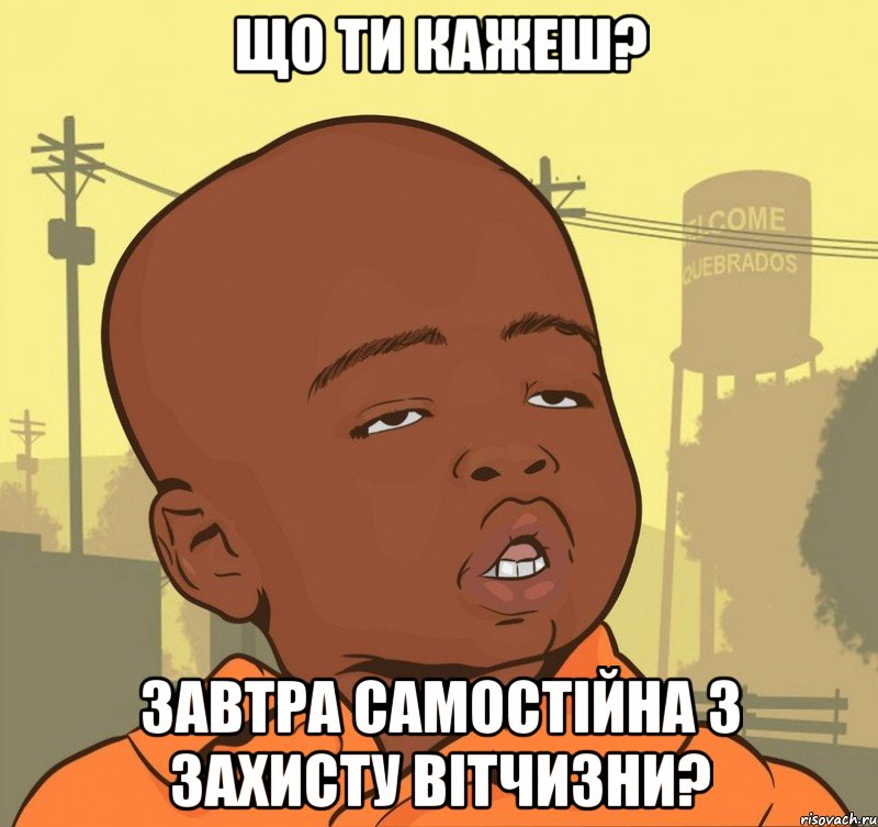 що ти кажеш? завтра самостійна з захисту вітчизни?, Мем Пацан наркоман