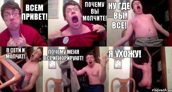 Всем привет! Почему вы молчите! Ну где вы все! В сети и молчат! Почему меня все игнорируют! Я ухожу!, Комикс  Печалька 90лвл