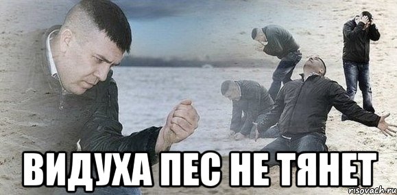  видуха пес не тянет, Мем Мужик сыпет песок на пляже