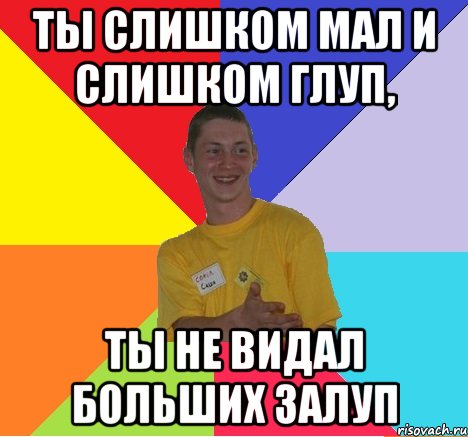 ты слишком мал и слишком глуп, ты не видал больших залуп