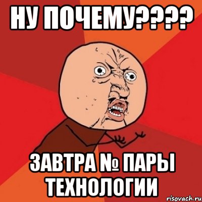 ну почему??? завтра № пары технологии, Мем Почему