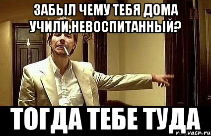 забыл чему тебя дома учили,невоспитанный? тогда тебе туда, Мем Пшел вон 2